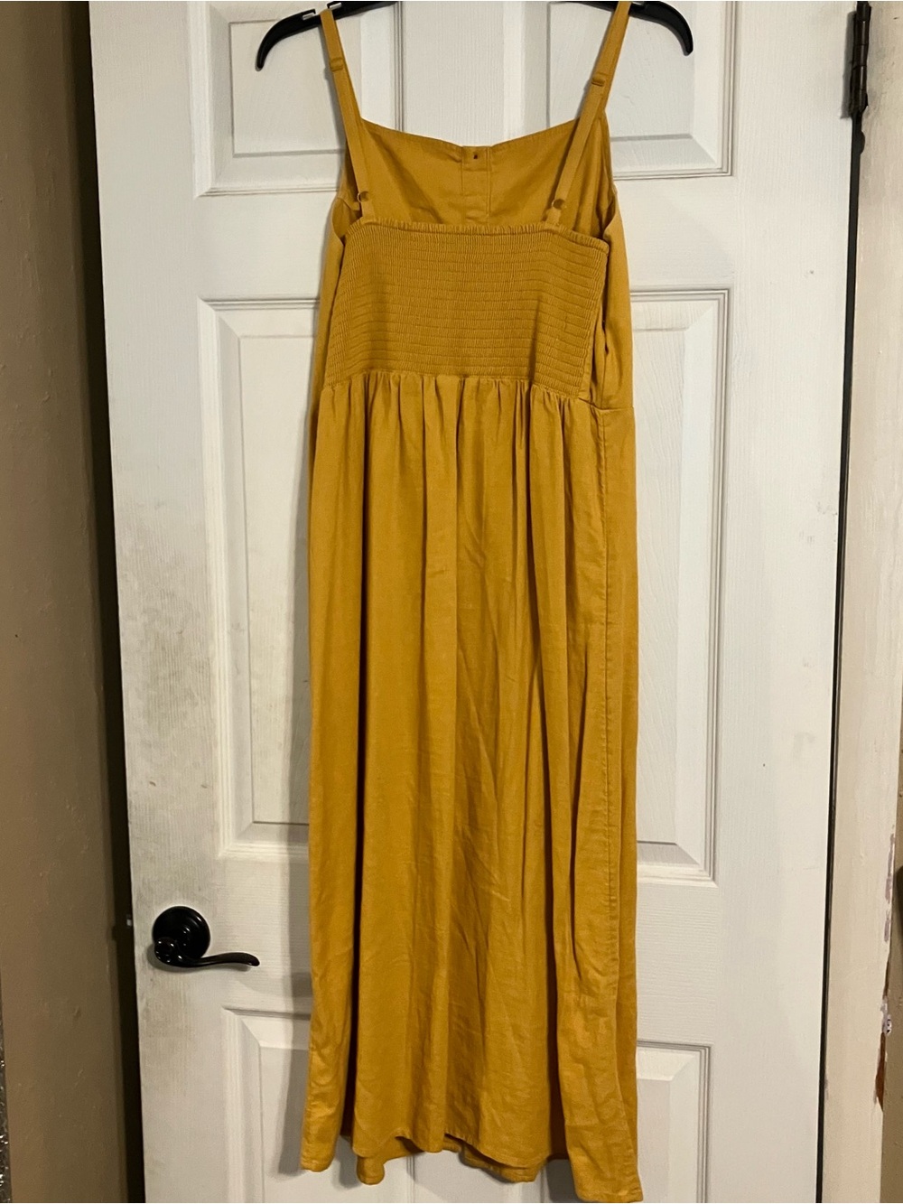 Old Navy Button Front Smocked Back Boho Sundress Mustard Yellow Size L - Picture 6 of 6